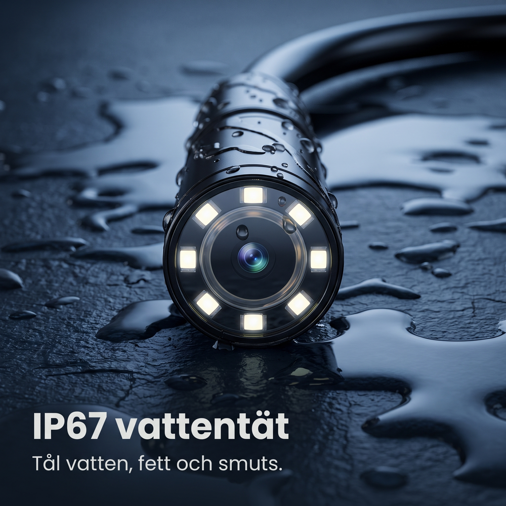 Kamerahuvud med LED-ring, IP67 vattentät